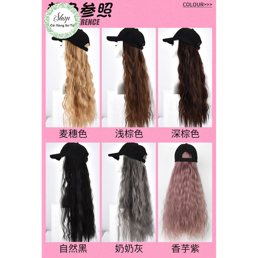 Nón kết kèm tóc giả xoăn – mũ lưỡi trai kết hợp tóc giả dài, tự nhiên, mềm mượt siêu hot - Cô nàng sư tử