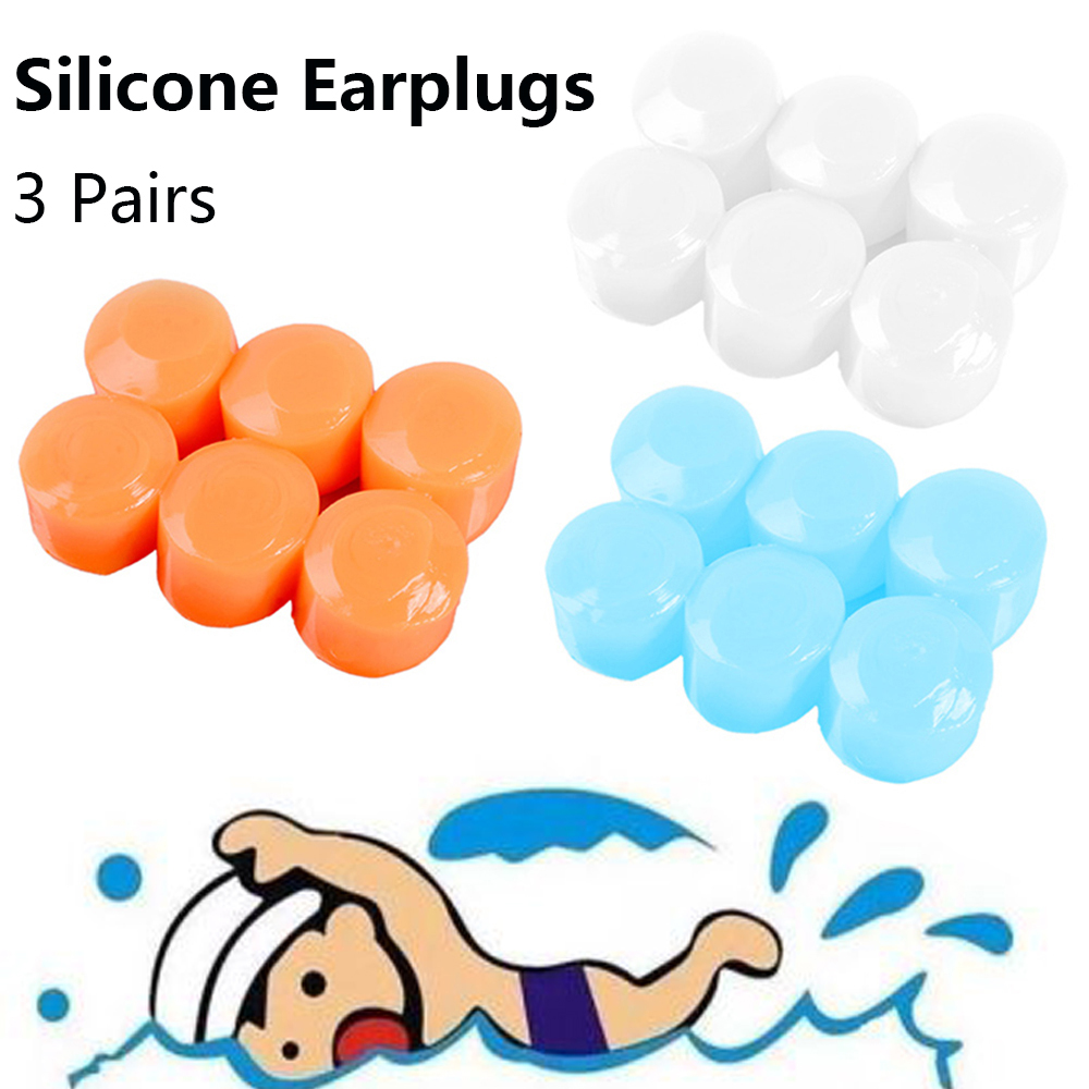 Set 3 Cặp Nút Bịt Tai Bằng Silicon Mềm Chống Nước Chống Ồn Khi Đi Bơi / Lặn