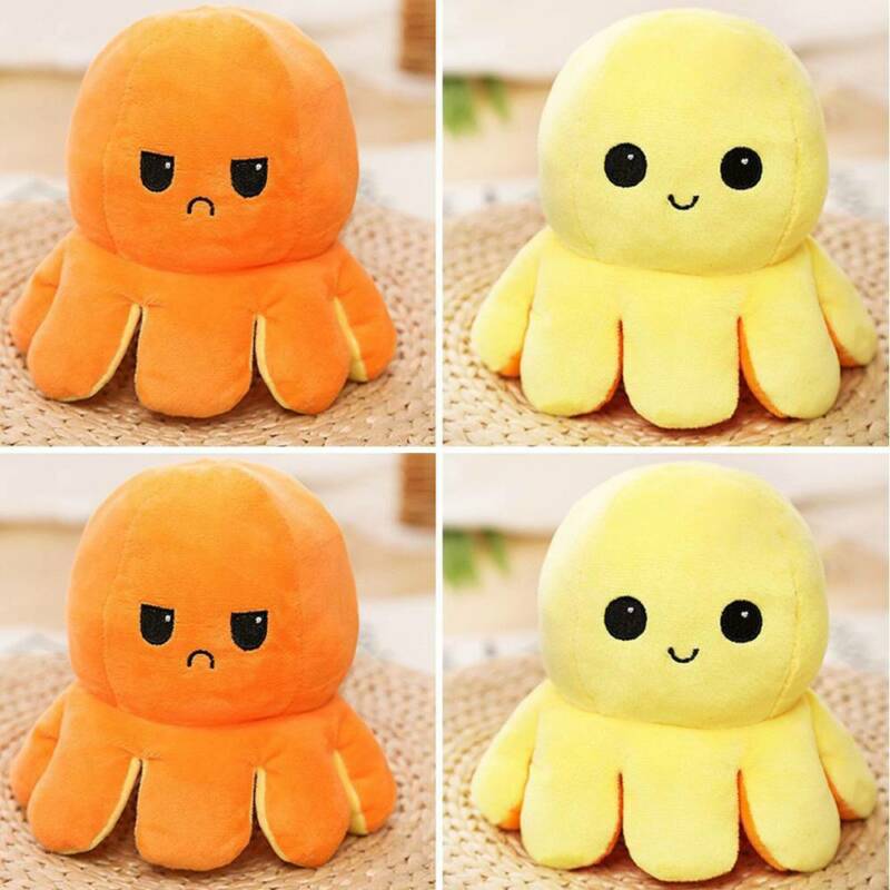 Thú Nhồi gấu Bông nhồi Hình bạch Tuộc cảm xúc băng dính Hai Mặt Có Thể Đổi Mặt Vui Nhộn