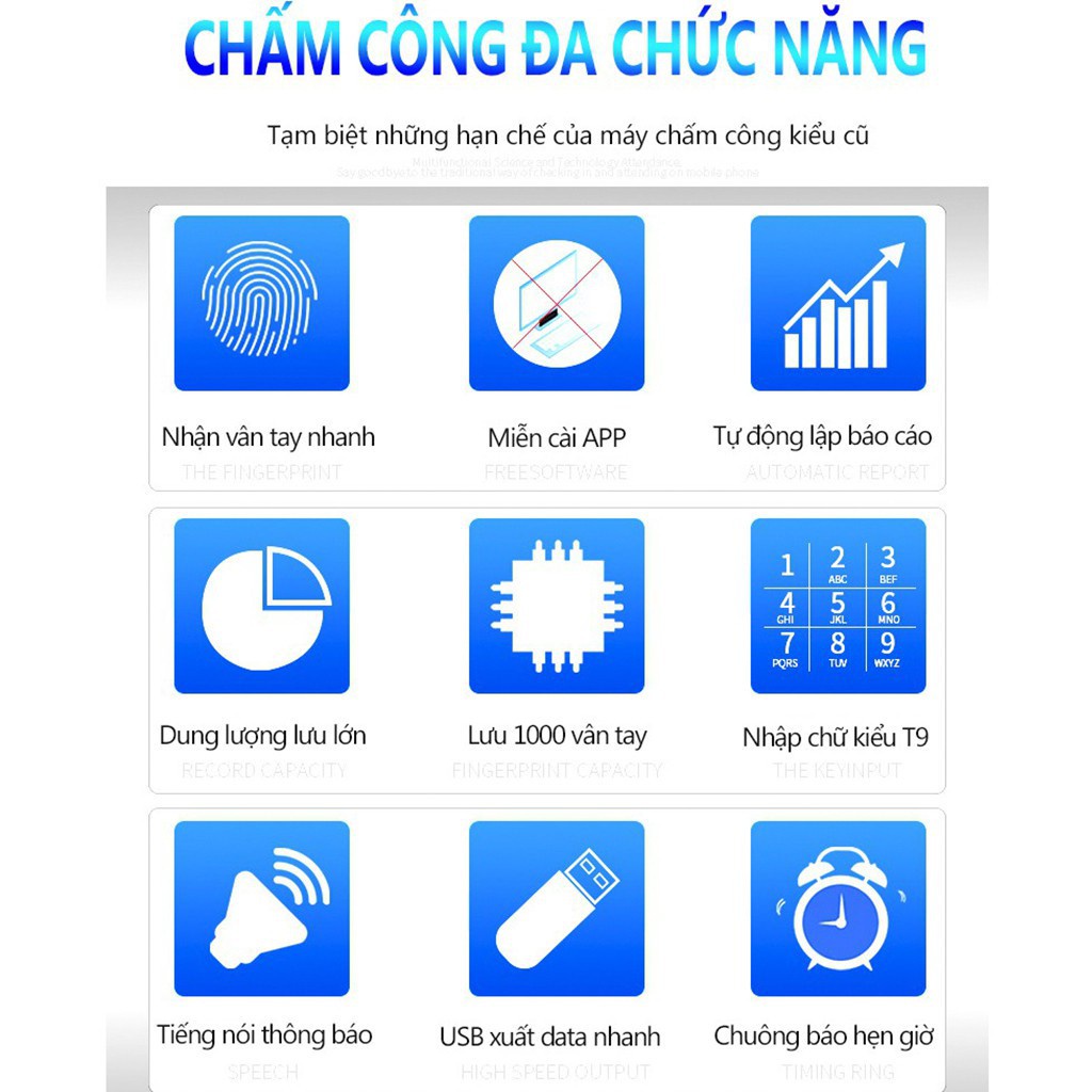 Máy chấm công vân tay MINPRO MF01 quét vân tay thông minh, dữ liệu bảo mật cao