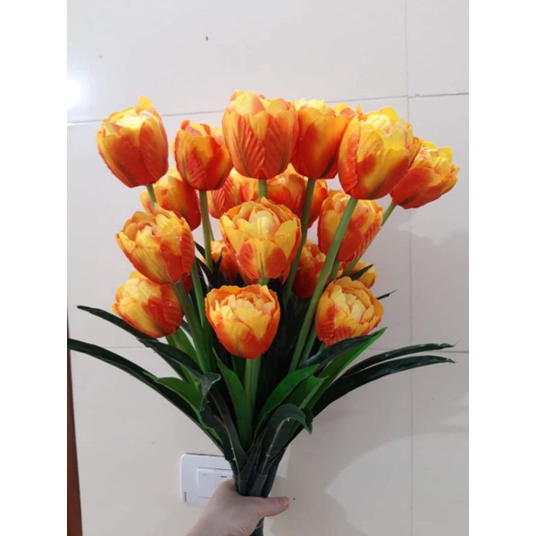 Hoa tulip lụa - hoa tulip giả 3 bông to