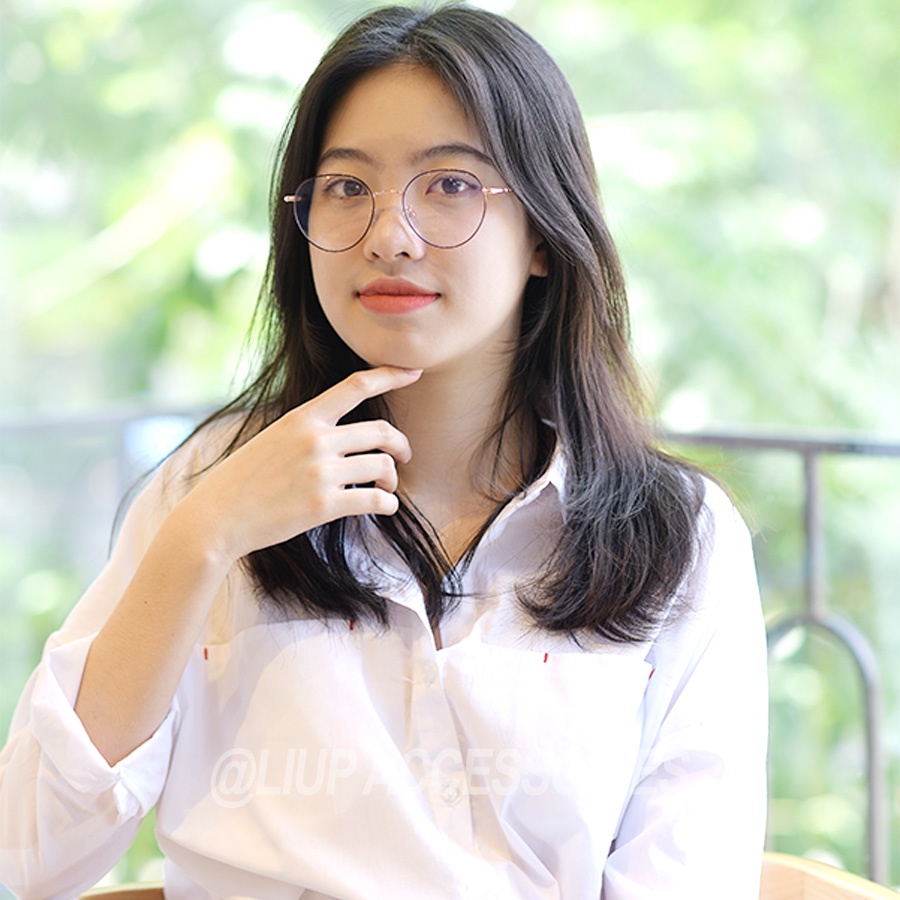 Gọng kính cận kim loại nam nữ mắt tròn thanh mảnh 2998 Liup Eyewear nhiều màu đen, bạc, hồng, thời trang unisex