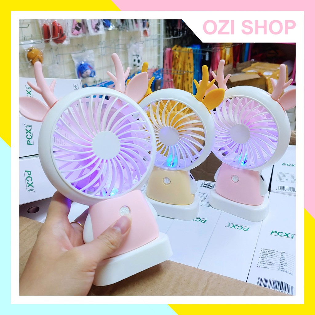 Quạt mini tích điện cầm tay có đèn sáng, quạt để bàn (ảnh thật 100%) #6