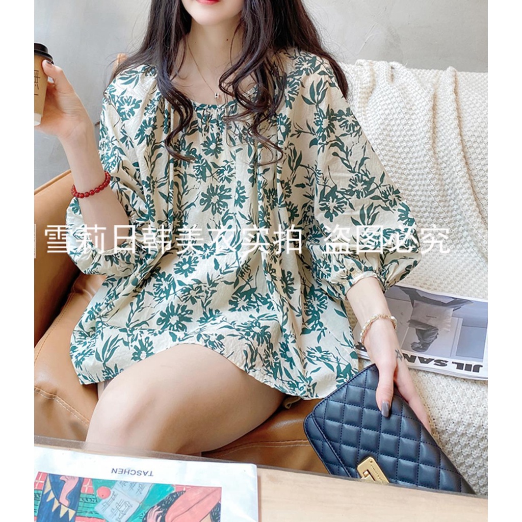 Áo Sơ Mi Tay Dài 3/4 Họa Tiết Hoa Thời Trang Mùa Hè Phong Cách Hàn Quốc Mới Cho Nữ