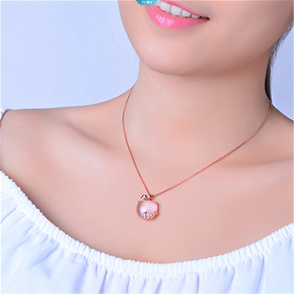 Vòng cổ Mặt Đá Thạch Anh Hồng Vàng Hồng Tự Nhiên Cho Nữ