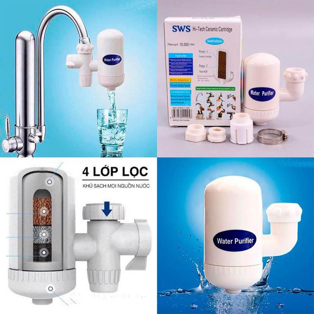 Đầu lọc nước tại vòi Water Purifier, Thiết bị lọc nước khử mùi, khử màu, khử tạp chất công nghệ đức- XẢ CUỐI NĂM