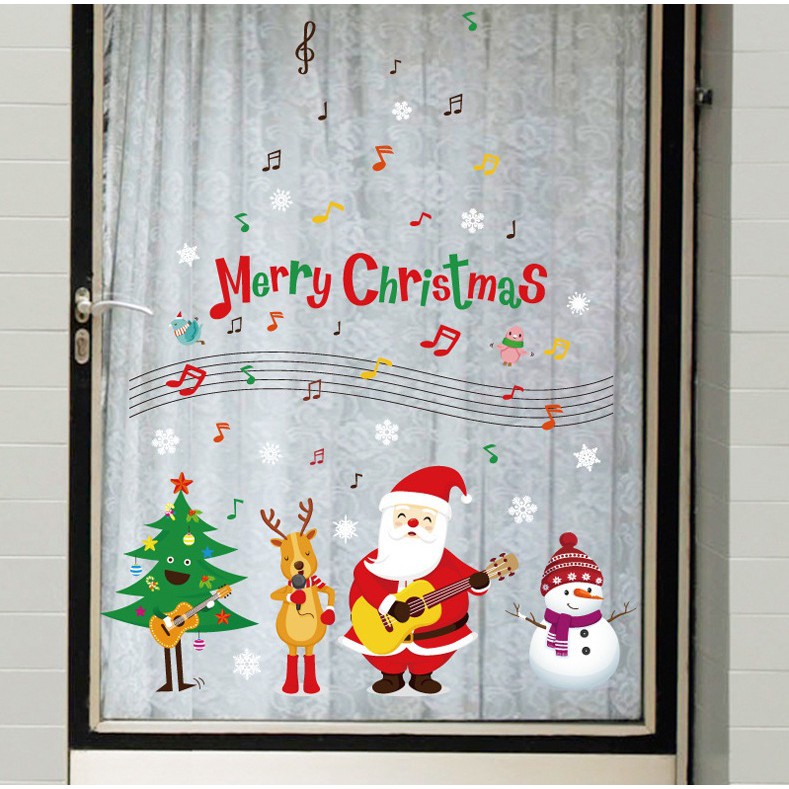 Decal dán tường Ông già noel đánh đàn