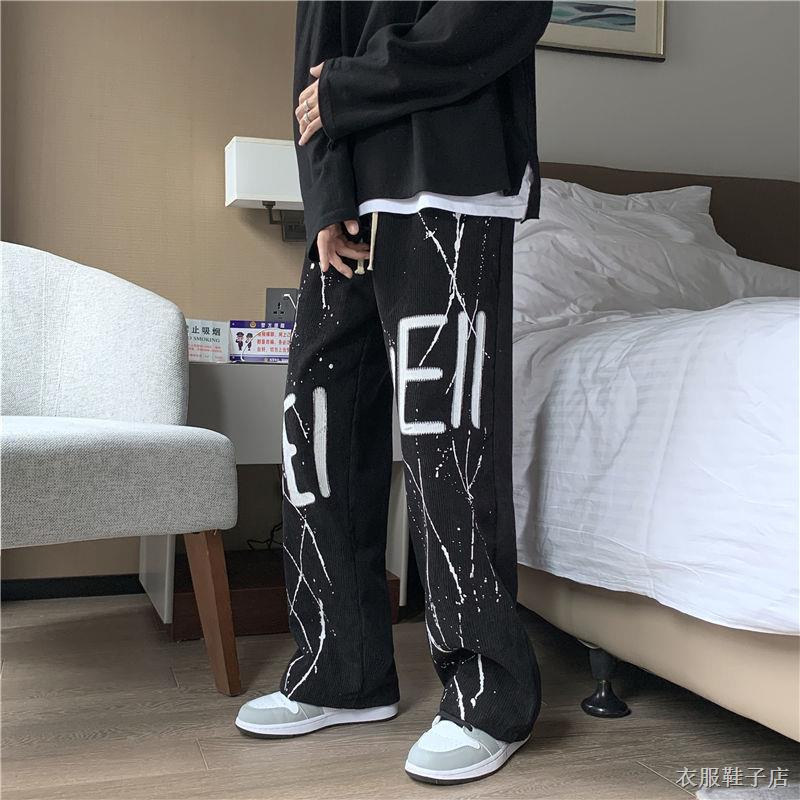 Quần yếm vải nhung retro quần nam cao cấp đường phố trong triều hiphop graffiti quần dài