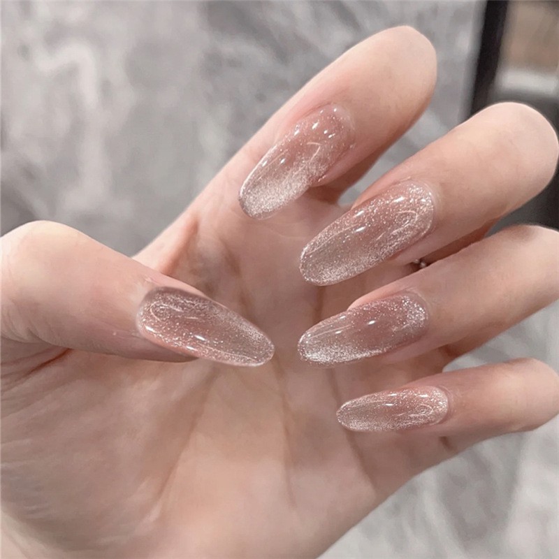 Bộ 24 móng tay giả Nail Nina bột hồng xám mã 86 【Tặng kèm dụng cụ lắp】