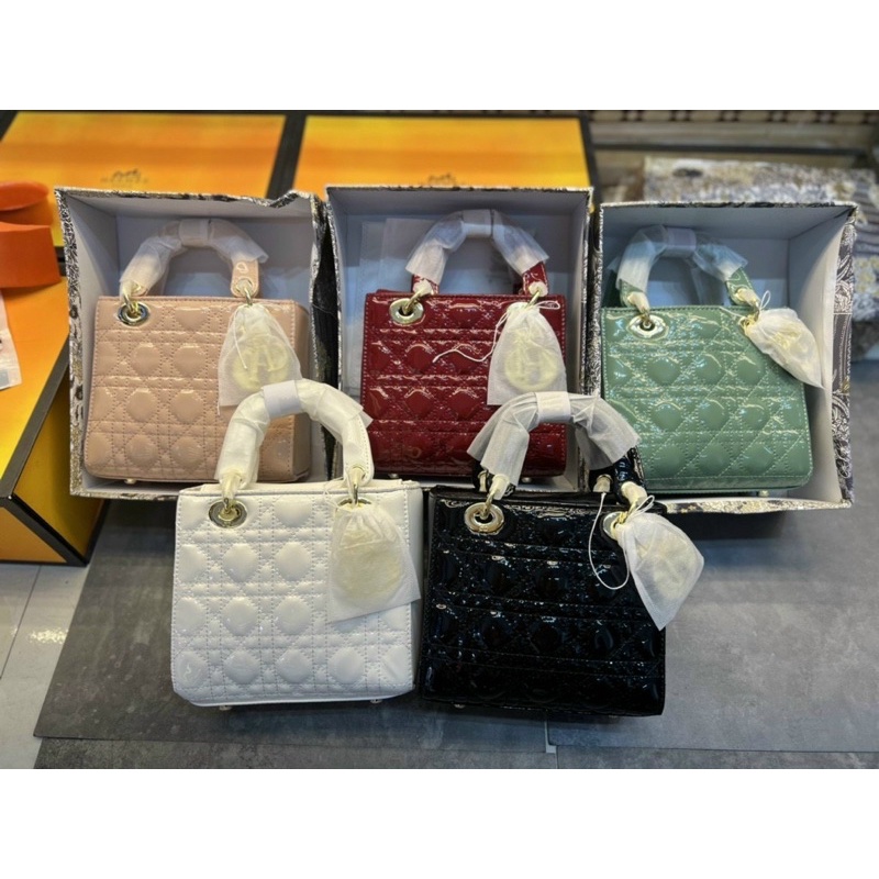 Túi Xách Nữ Di”Or La”Dy Size 20cm Bản Hàng Loại 1 Sup_per Da Bóng Tag Vag Hộp hoa