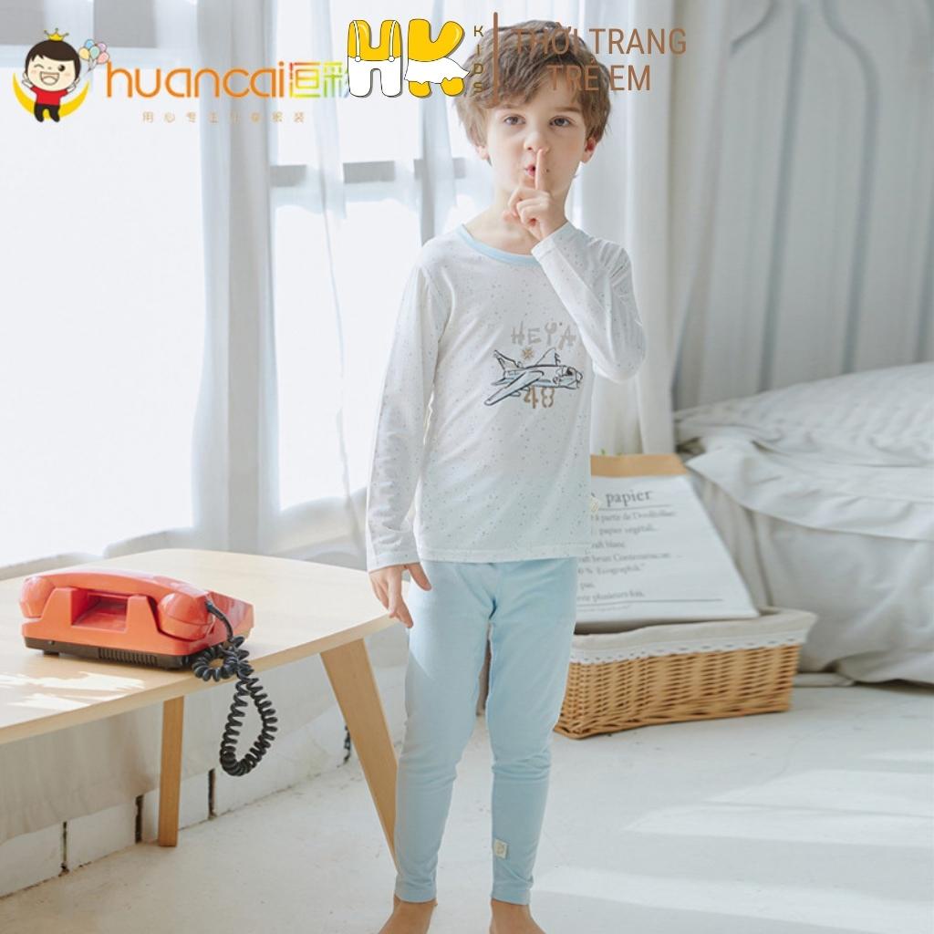 Bộ quần áo dài tay 4 mùa cho bé HK KIDS chất pettit thun lạnh mềm mát cho bé mặc phòng điều hoà size 90-160