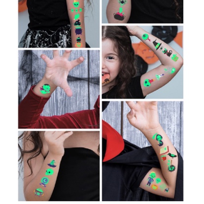 💥💥Miếng Dán Hình Xăm Halloween Dạ Quang Tạm Thời Chống Nước Hoạt Hình Truyền Nghệ Thuật Thân Thể 💥💥Cánh Tay Bí Ngô 00093