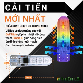 Bộ 4 đèn led t10 xi nhan demi điều khiển nhiều màu 6 smd rgb t10 5050 siêu - ảnh sản phẩm 3