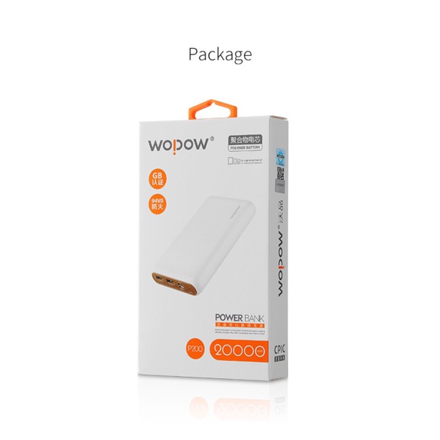 SẠC DỰ PHÒNG 20000mAh WOPOW P200