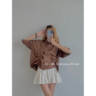 Áo sơ mi tay lửng dây rút
