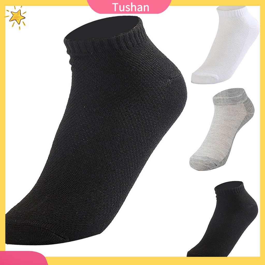 Vớ thuyền cổ thấp thể thao chống trượt phối lưới thoáng khí màu trơn cho unisex