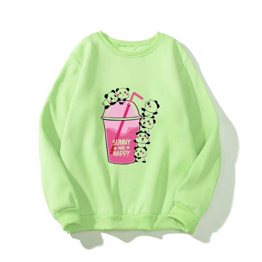 [ FREE_SHIP ] ÁO SWEATER NỈ UNISEX IN GẤU TRÚC UỐNG NƯỚC ÁO FORM NAM VÀ NỮ NHIỀU MÀU