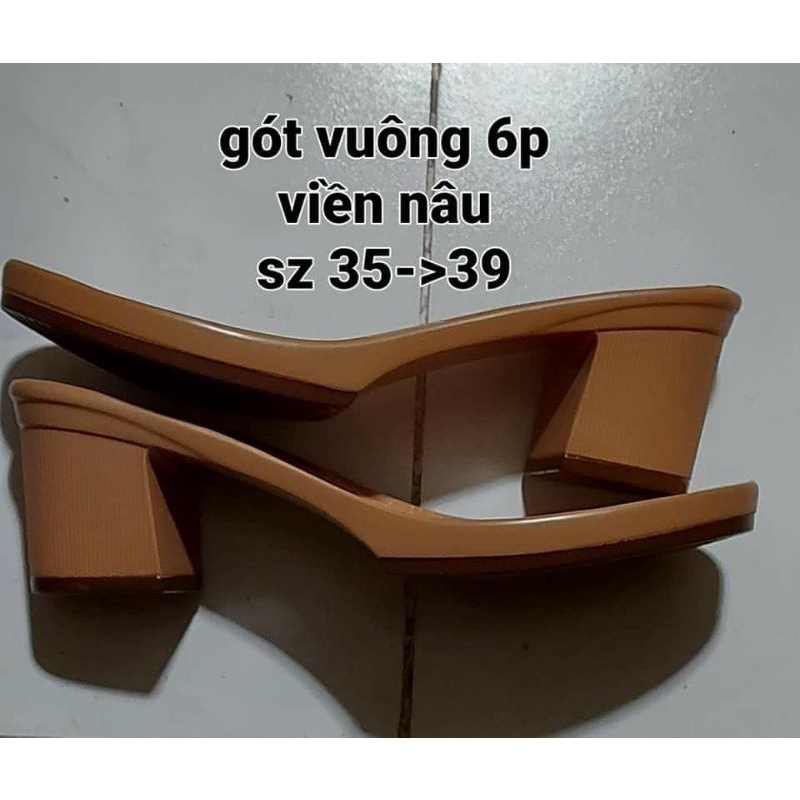 đế gót vuông màu be , màu đencao 6p sz 35->39