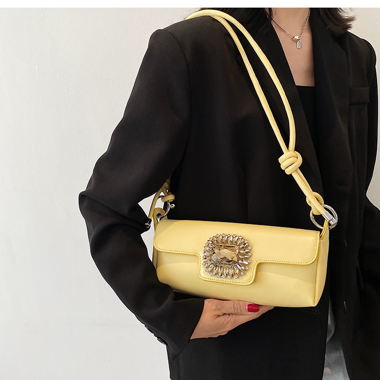 Túi xách vuông nữ size nhỏ mặt khóa đính đá cao cấp dây đeo kép cá tính Ulzzang siêu xinh ❤️