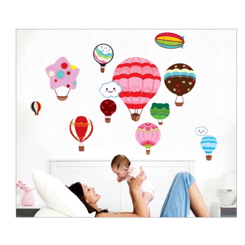 Decal dán tường - Khinh Khí Cầu Sắc Màu cho trẻ