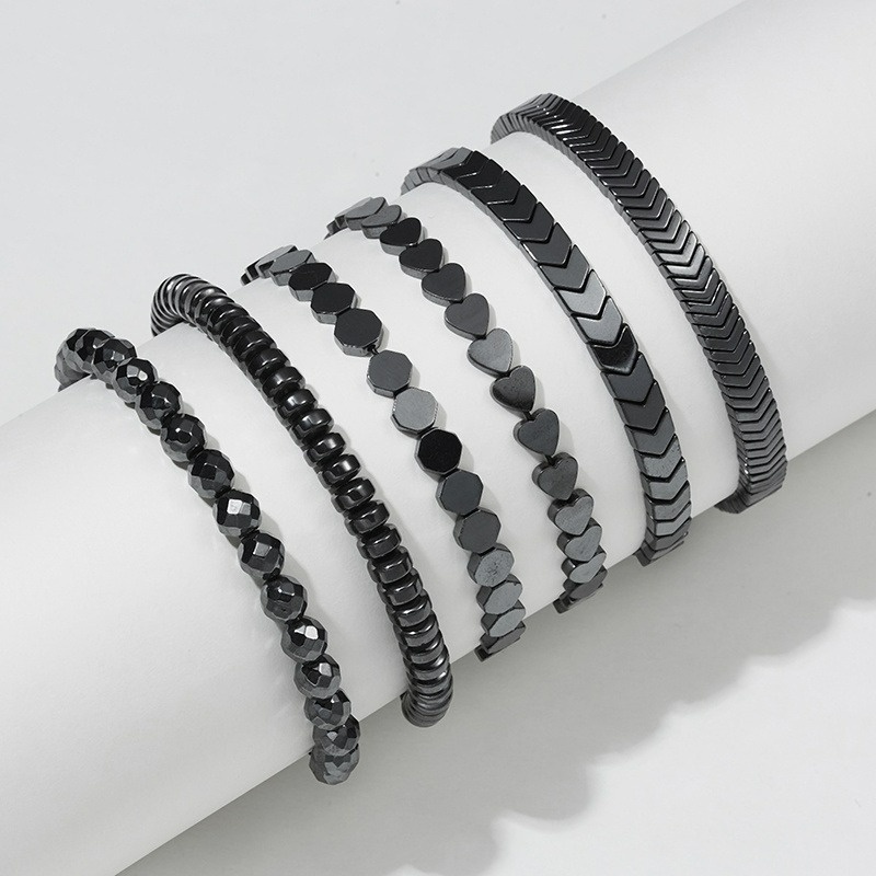 Vòng Tay Đá Hematite Màu Đen Thời Trang Giảm Mệt Mỏi