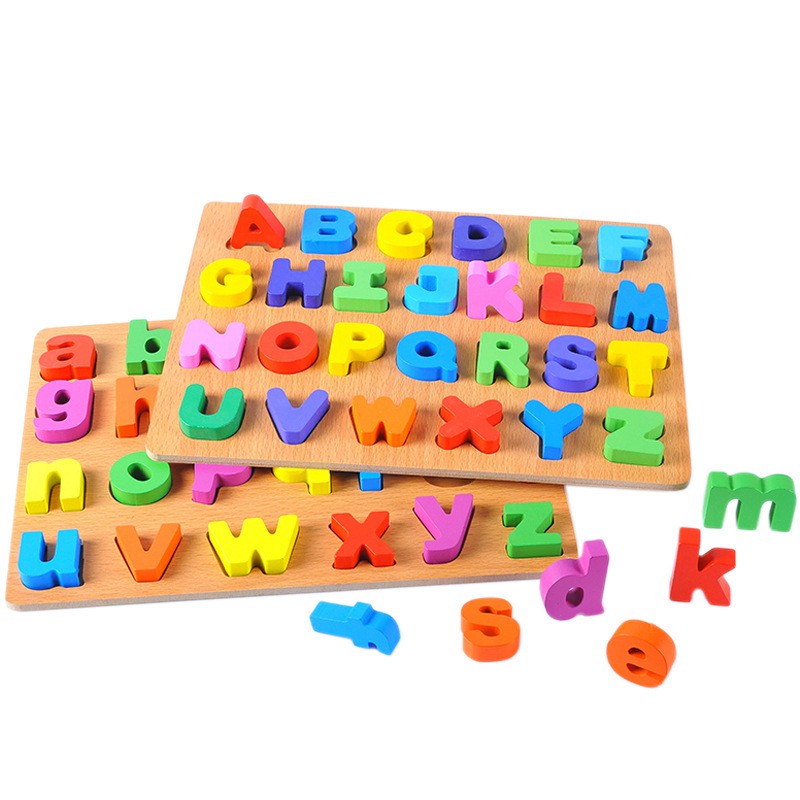 Trò chơi ghép hình chữ và số ba chiều bằng gỗ YYQ.43 cho bé giáo dục sớm nhận thức toán học bảng chữ cái nắm bắt đồ chơi