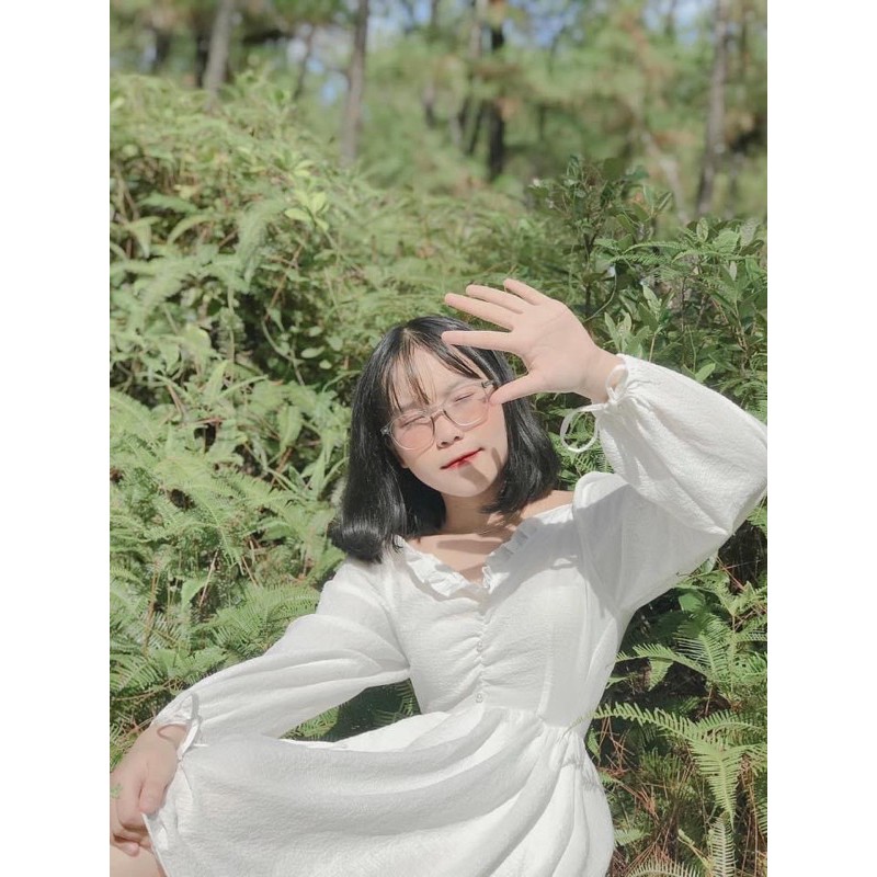 VÁY TIỂU THƯ TRẮNG VIỀN REN TAY BỒNG CÁCH ĐIỆU | BigBuy360 - bigbuy360.vn