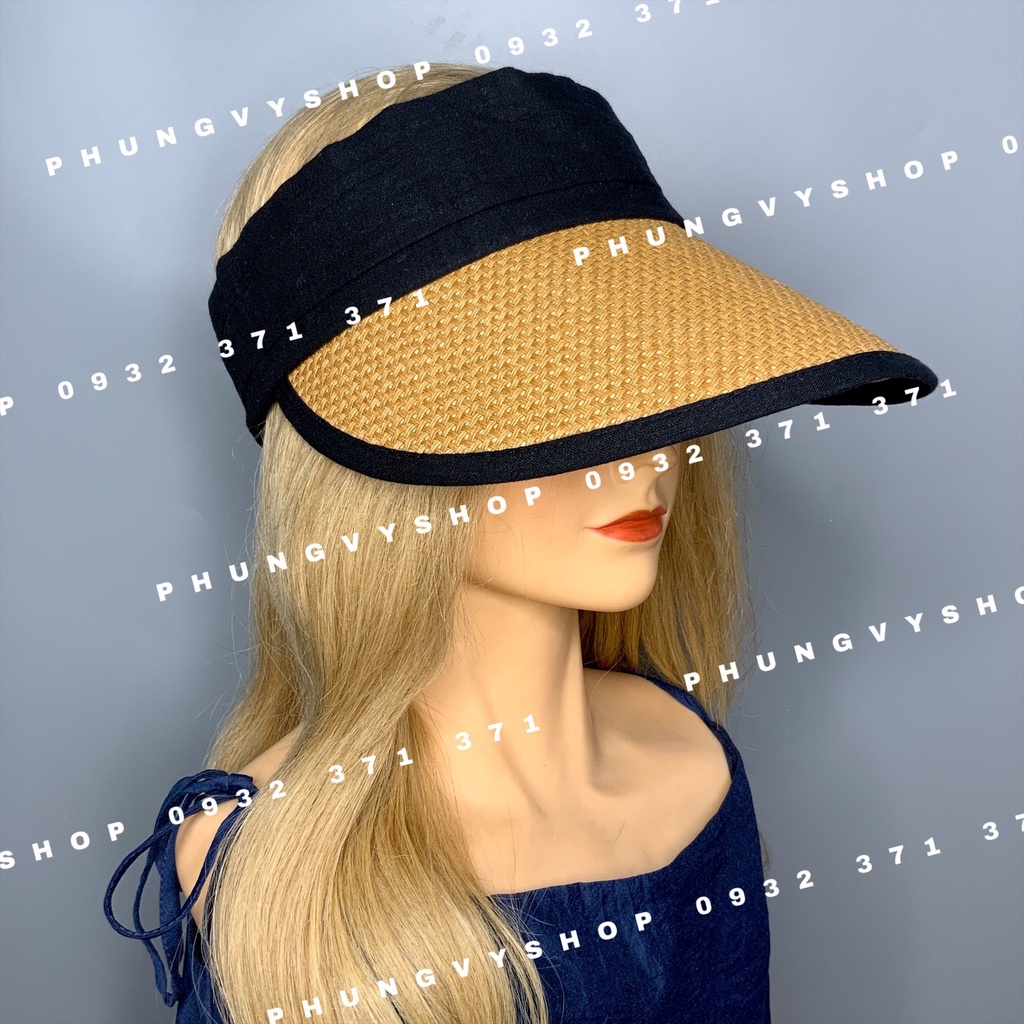 Mũ Cói HỞ CHÓP M ĐÁ HONG- nón đi biển che nắng