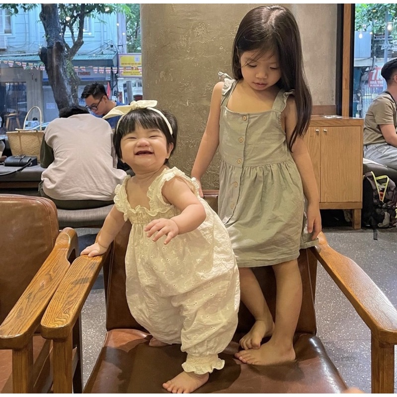 Bộ liền thân bo ngực ren xinh em bé Nanci room