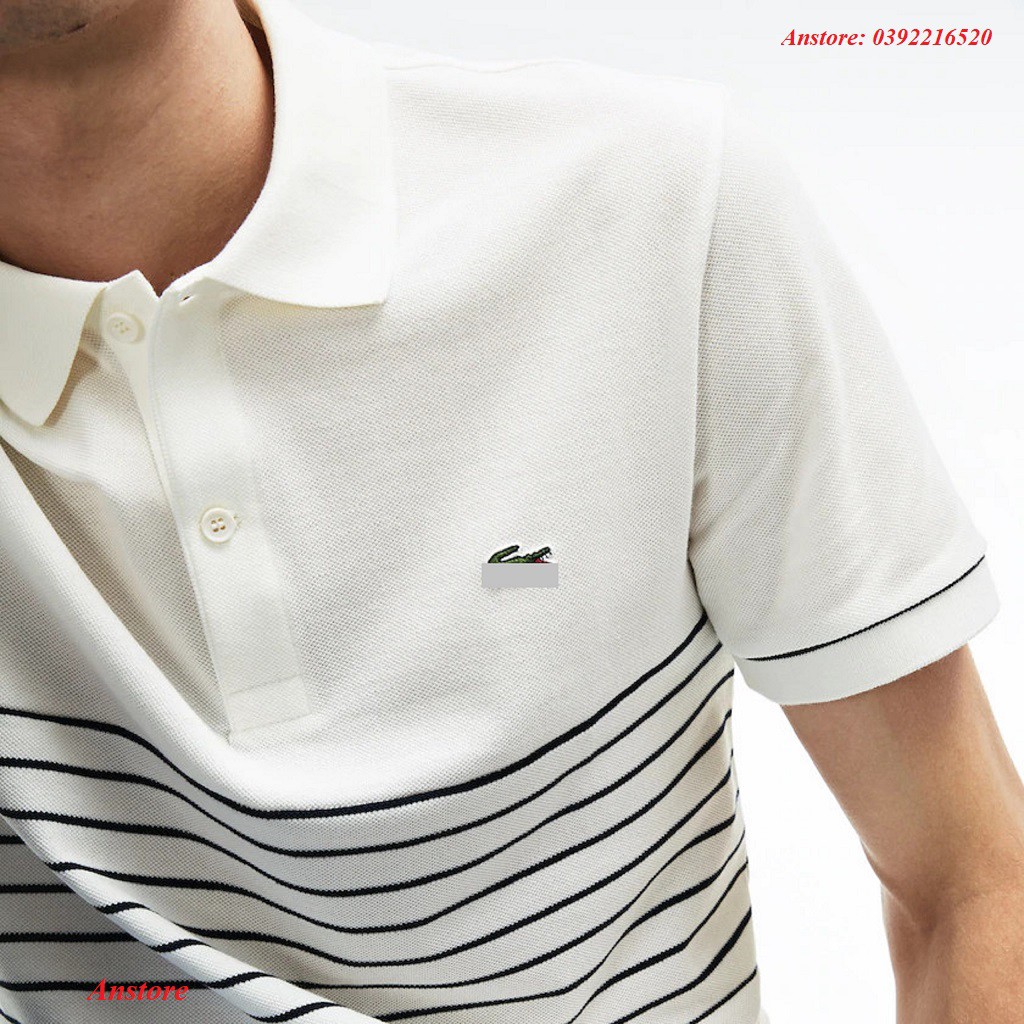 Áo Polo Nam Kẻ Ngang Trẻ Trung Sành Điệu, Áo Phông Nam Có Cổ Tay Cộc Vải Cá Sấu 100% Cotton Mềm Mịn Thoáng Mát L.1211111