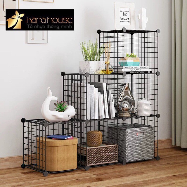 [BÁN THEO TẤM ]Tủ ghép lưới sắt thép đa năng hiện đại để sách, decor, trưng bày, trang trí mọi không gian.
