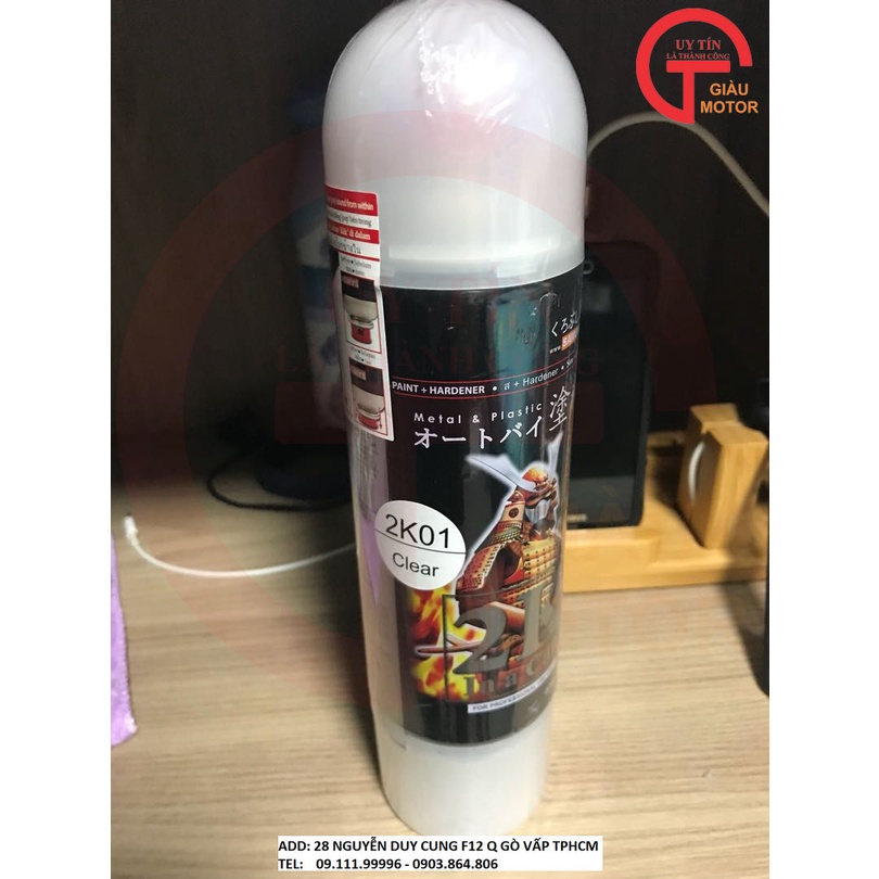 2k01 _ Chai Sơn Xịt Sơn Xe Máy Samurai 2K01 sơn bóng trong suốt 2 thành phần _ Clear Top Coat _ shop uy tín, giao nhanh