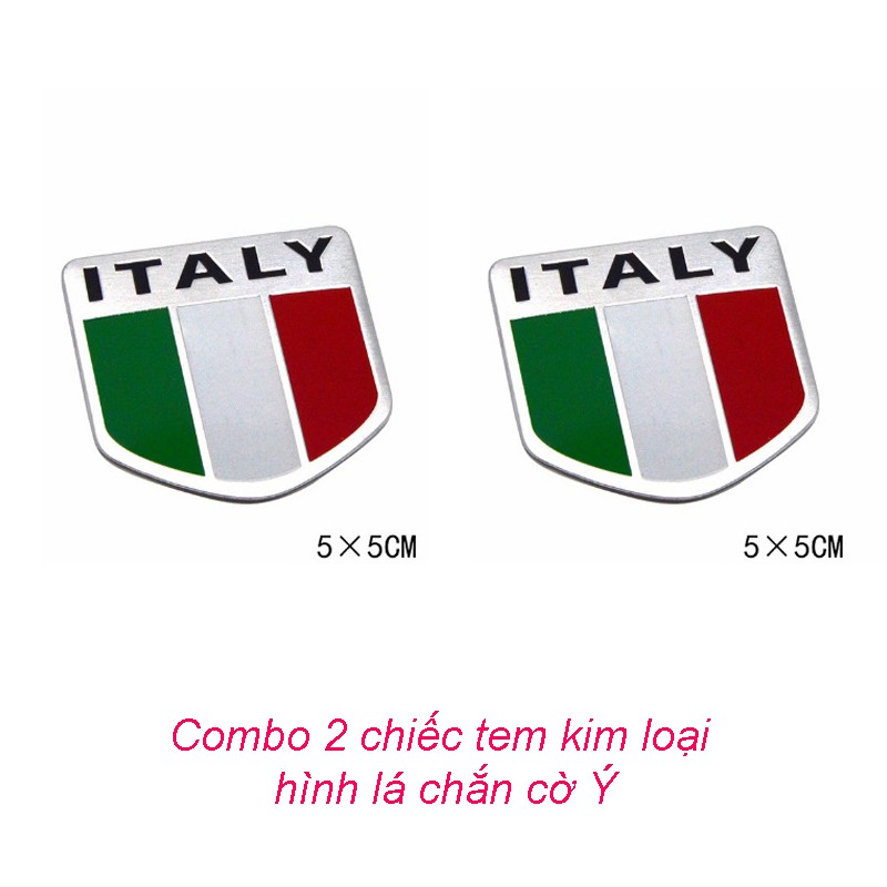 Combo 2 chiếc Tem trang trí trên ô tô xe máy Cờ Italia (5cm x 5cm)