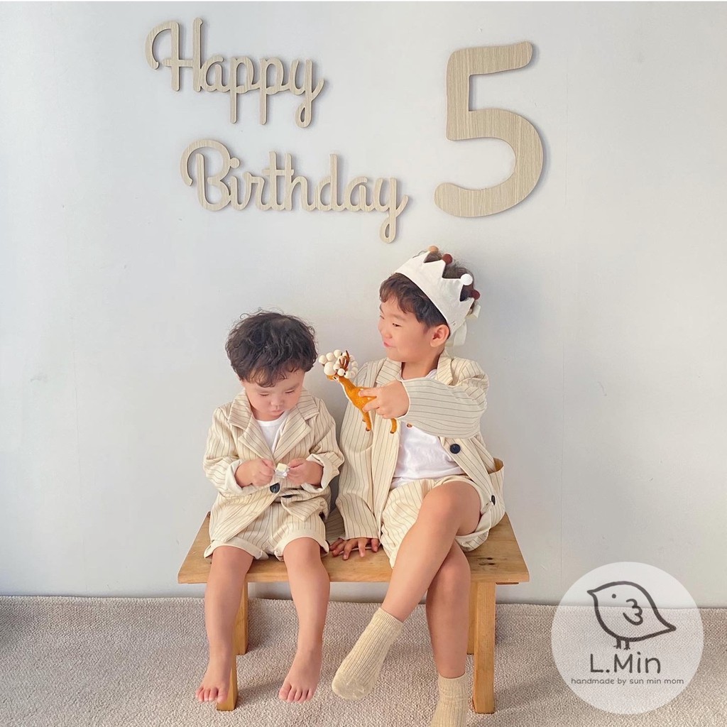 Chữ happy birthday gỗ trắng