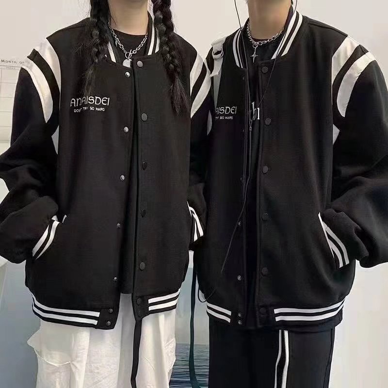 Áo khoác bomber tay dài dáng rộng in chữ phong cách hàn quốc thời trang mùa đông cho nam và nữ size S-3XL