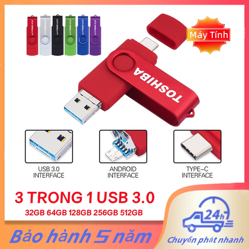 TOSHIBA Usb 3.0 Type C Và Micro USB OTG 512GB 256GB 128GB 64GB 32GB