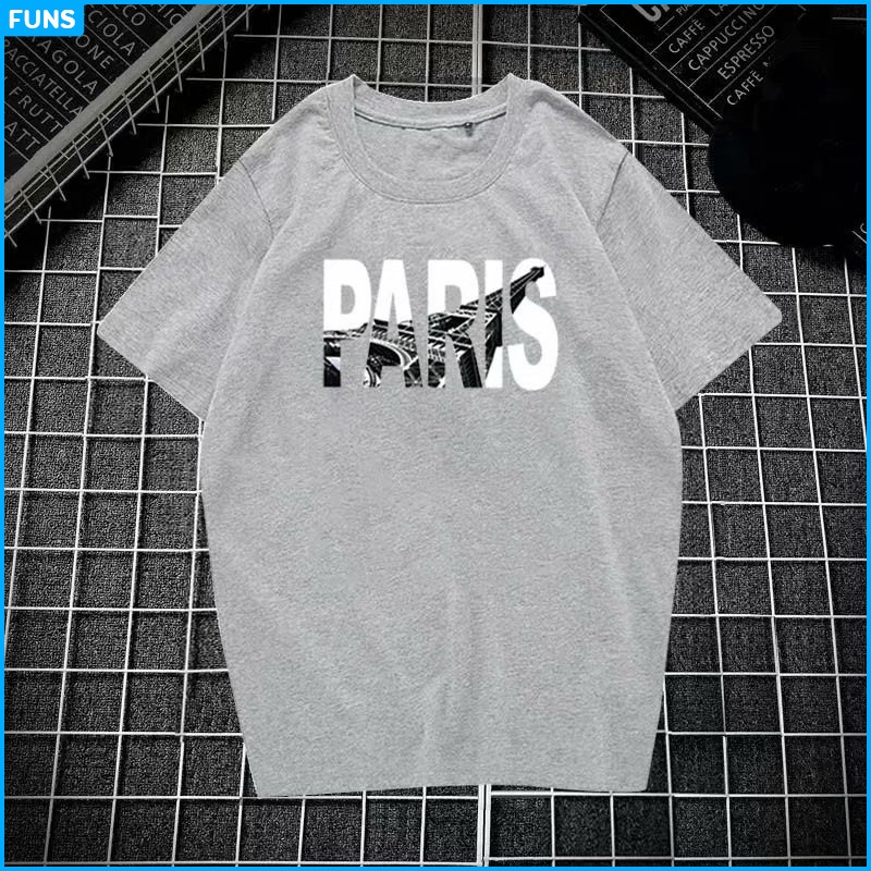 Áo thun nam FUNS mã TT31 Áo tay lỡ nam họa tiết Paris thể thao đẹp mùa hè thu tập gym vải cotton