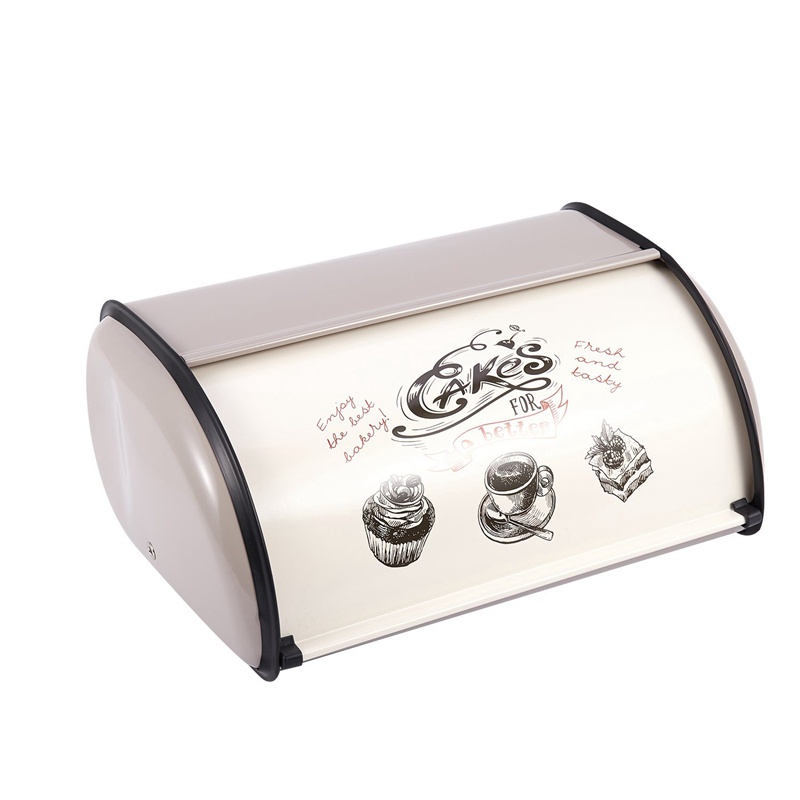 Hộp Đựng Bánh Mì Bằng Sắt Phủ Bột Màu Xám Nhạt Phong Cách Cổ Điển Tiện Dụng Cho Nhà Bếp