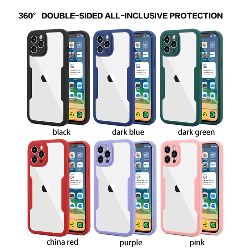 Ốp Điện Thoại Silicon Trong Suốt Chống Sốc Bảo Vệ 360 Độ 2 Trong 1 Cho Iphone 13 Pro Max 12 Pro Max 13 Mini