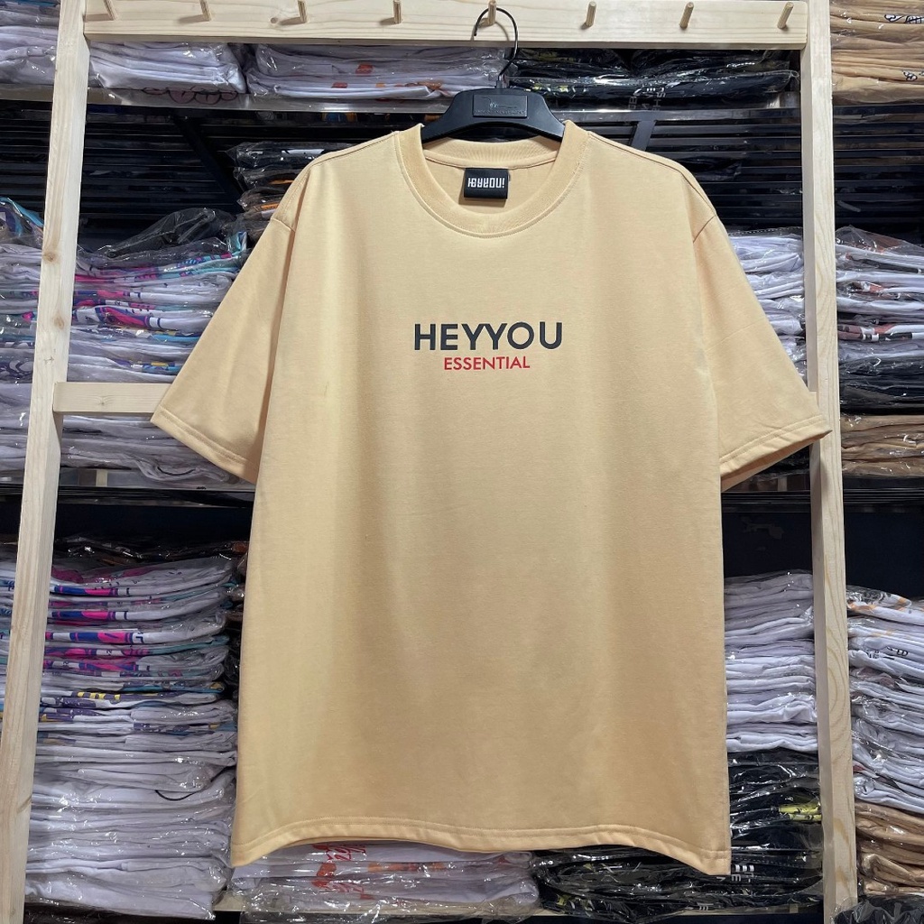 Áo thun Unisex Hey you essential Basic Tee phông trơn nam nữ tay lỡ oversize form rộng đủ màu - Gin Store