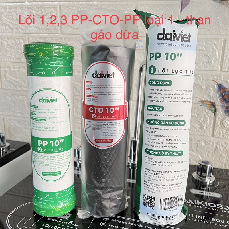 LÕI LỌC NƯỚC 123 ĐẠI VIỆT PP-CTO-PP L1 CHÍNH HÃNG DÙNG CHO TẤT CẢ LOẠI MÁY