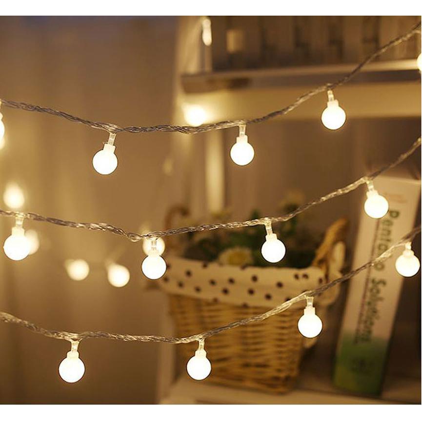 (Xài Điện 220V) Dây Đèn Led Trang Trí Cherry Ball Dài 8 Mét 80 Bóng Tròn Nhiều Màu, Có Phích Nối Dài Dây
