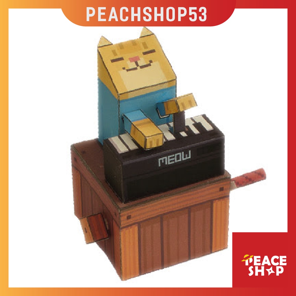 Mô hình giấy The Key Board Cat - Mèo đánh đàn - Mô hình động vật OS15