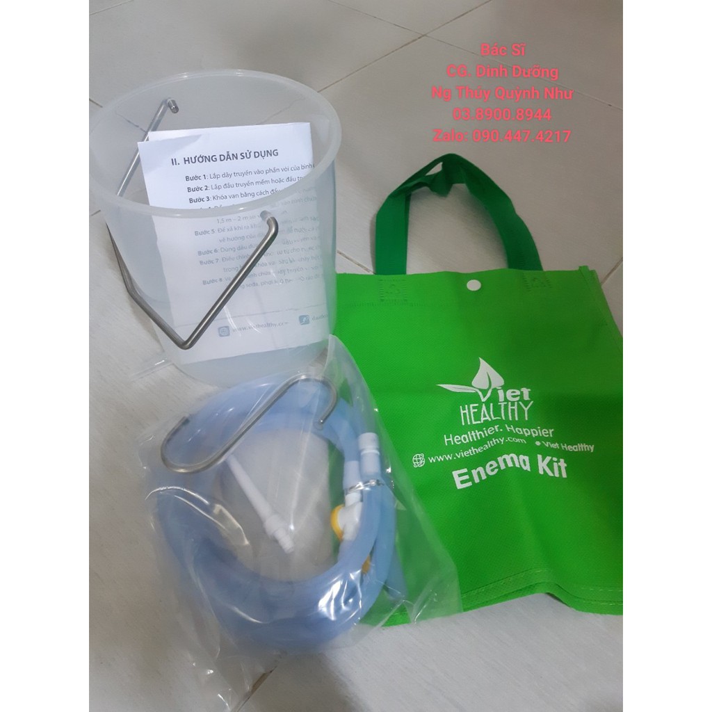 Bộ xô enema nhựa Viet Healthy (nhựa PP chịu nhiệt cao cấp), bộ dụng cụ thụt tháo đại tràng, dụng cụ thải độc đại tràng