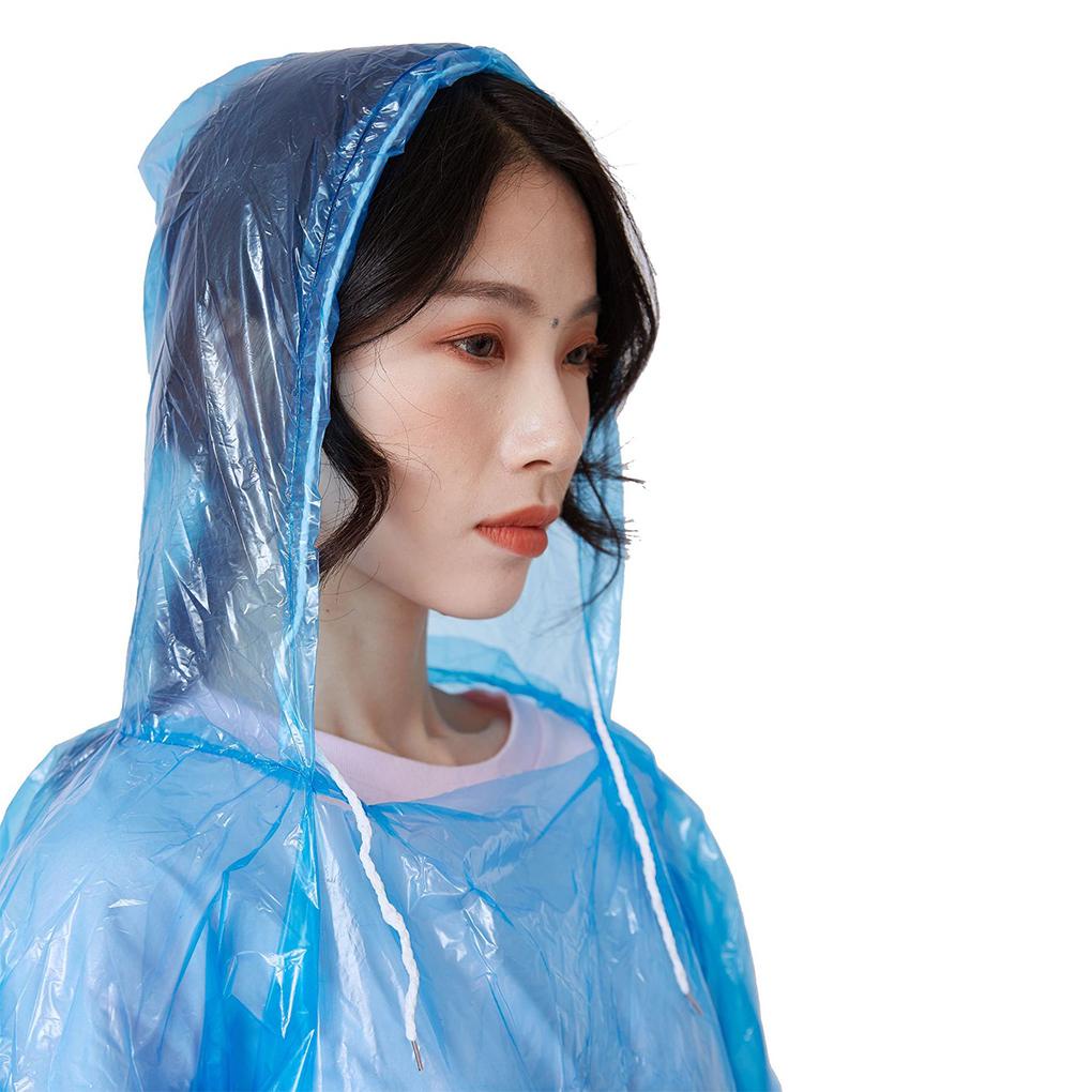 Bộ Áo Mưa Bằng PE Màu Sắc Ngẫu Nhiên Chống Thấm Nước Tiện Dụng Mang Theo Du Lịch Cắm Trại