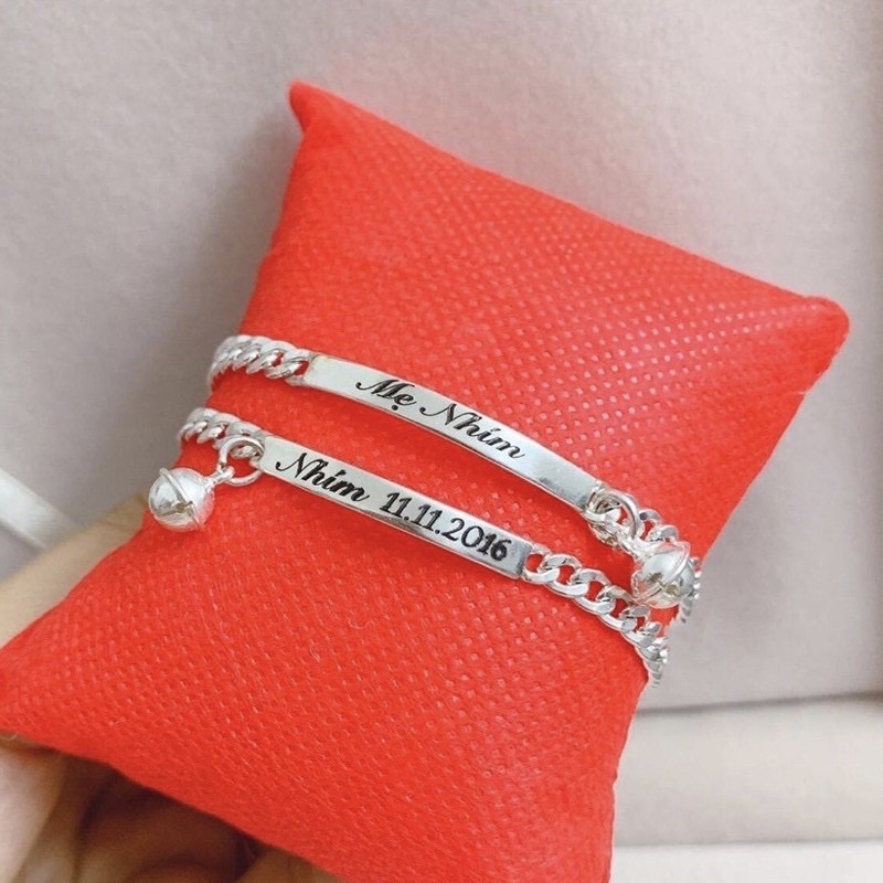 Lắc tay khắc tên cho mẹ và bé siêu đẹp. Bạc chuẩn xịn Mainomi Shop Bạc Xinh