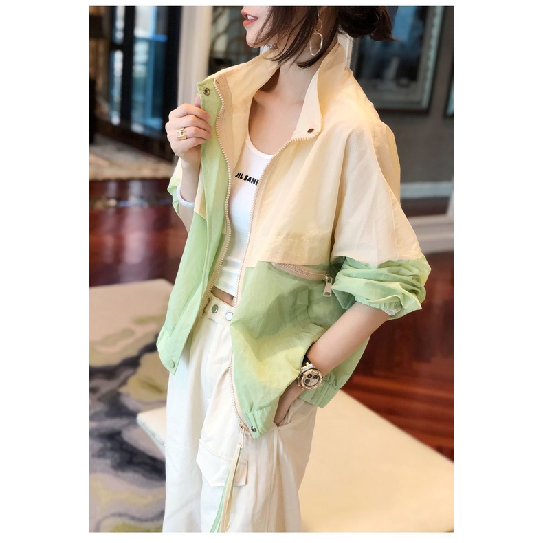 Áo khoác bóng chày cardigan ngắn dáng rộng chống nắng phong cách xuân hè 2022 cho nữ