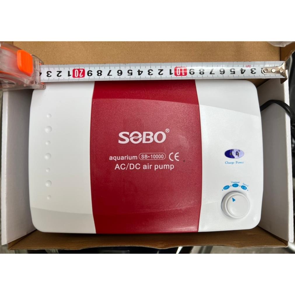 Máy thổi khí tích điện 2 vòi SOBO SB-10000 cs12W dùng cho bể cá cảnh, thủy sinh, đi câu cá, TẶNG KÈM PHỤ KIỆN