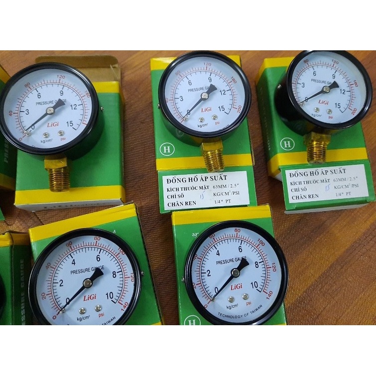 Đồng hồ đo áp suất hơi mặt 63 mm