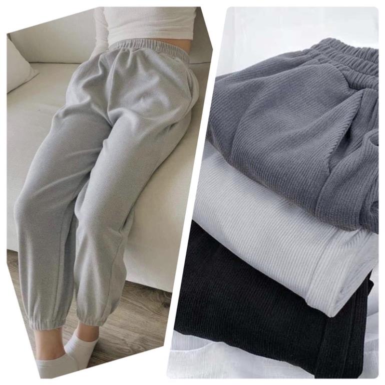 Quần Jogger nữ Len Tăm Dày, quần nữ ống bo chun mùa đông cho nữ Q11(có ảnh thật)